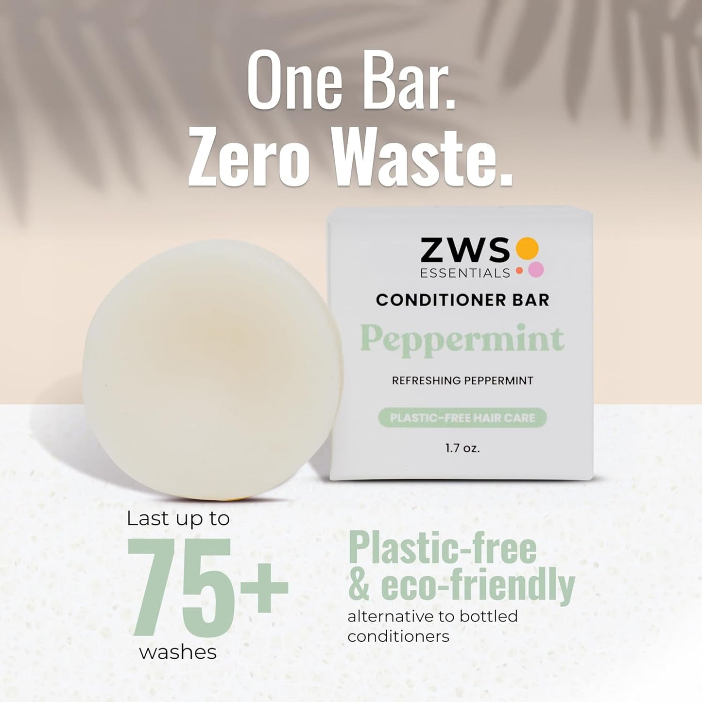 Peppermint Breeze Conditioner Bar, Vegan Solid Hair Conditioner for Oily Hair, Dandruff & Psoriasis, with Refreshing Peppermint, Zero Waste, Travel-Friendly