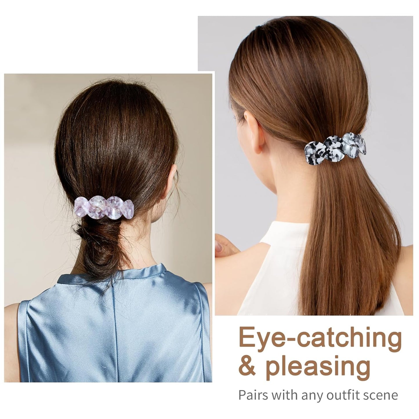 Hair Barrettes For Women - 3Pcs Large Barrettes for Thick Hair French Design with Beautiful Lines Elegant and Stylish - Perfect Hair Accessories for Thick Hair