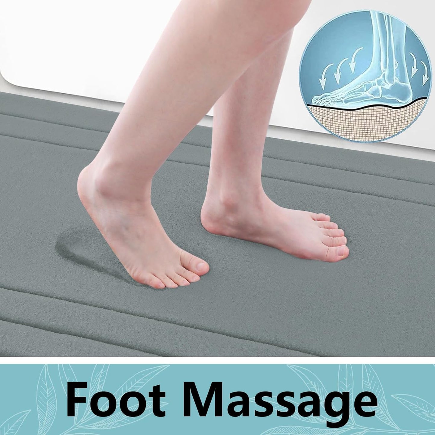 Arotive Memory Foam Bathroom Rug Mat 47x24, Ultra Soft and Absorbent Bath Mat, Machine Wash Dry, Comfortable Bath Rug Carpet for Bathroom Floor, Tub and Shower, Grey