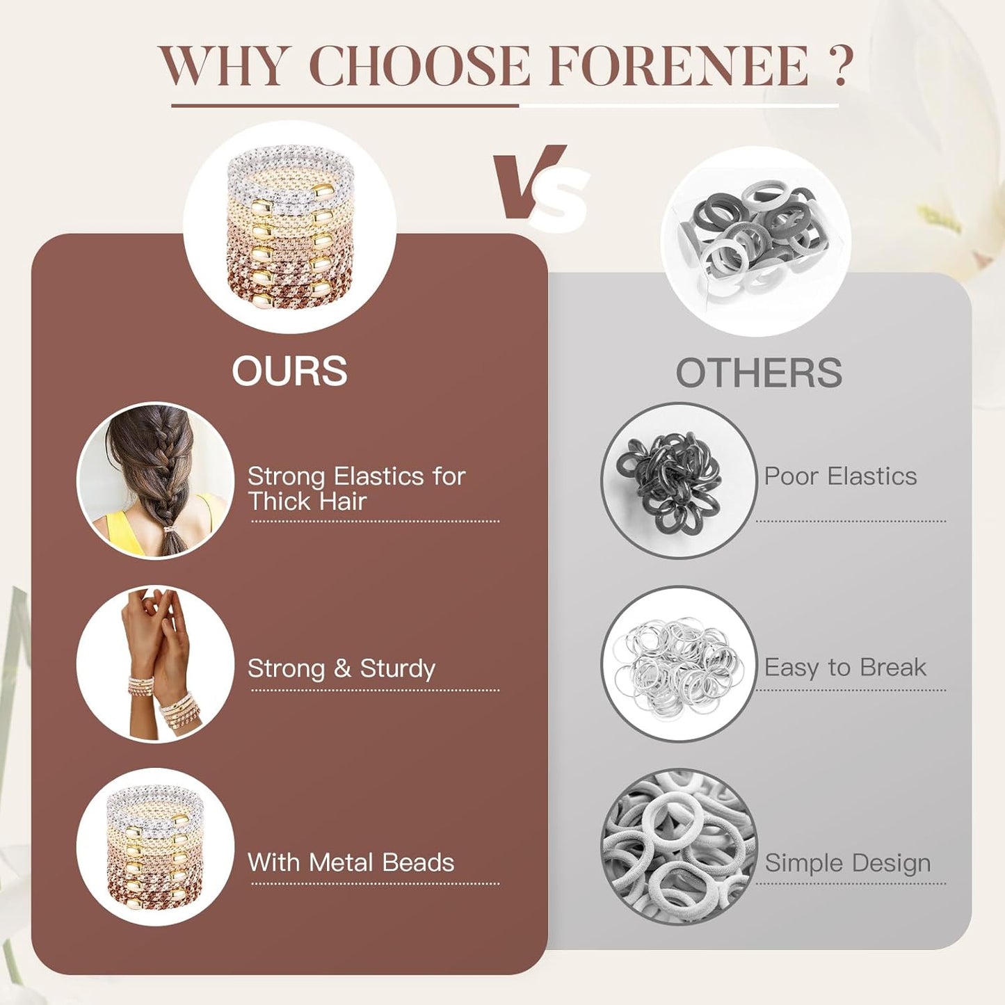 Hair Ties No Damage - 10PCS Ponytail Holders - Elastic Hair Ties for Thick Hair - Braided Hair Bands for Women Girls's Hair - Milk apricot color