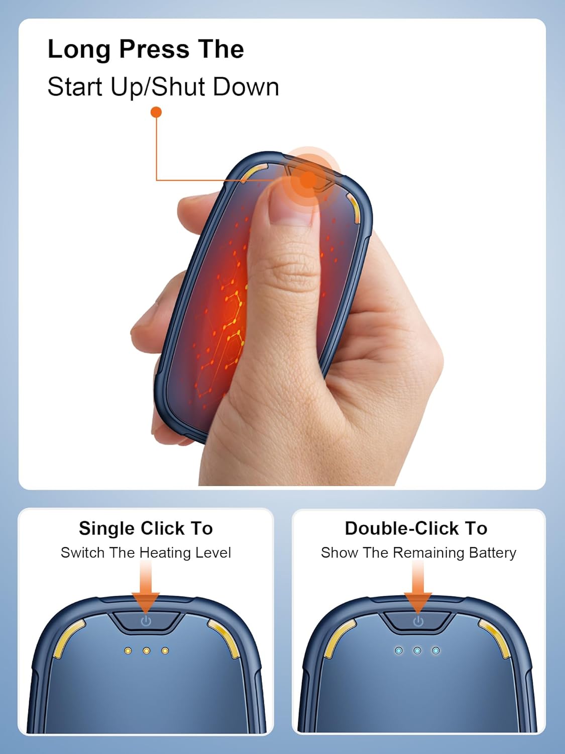 Hand Warmers Rechargeable 2 Pack, Rechargeable Hand Warmer, Pocket Portable Electric Hand Warmer, Reusable Handwarmers, A Winter Christmas Hand-Warming Gift for Work, Camping, Golf, and Hunting