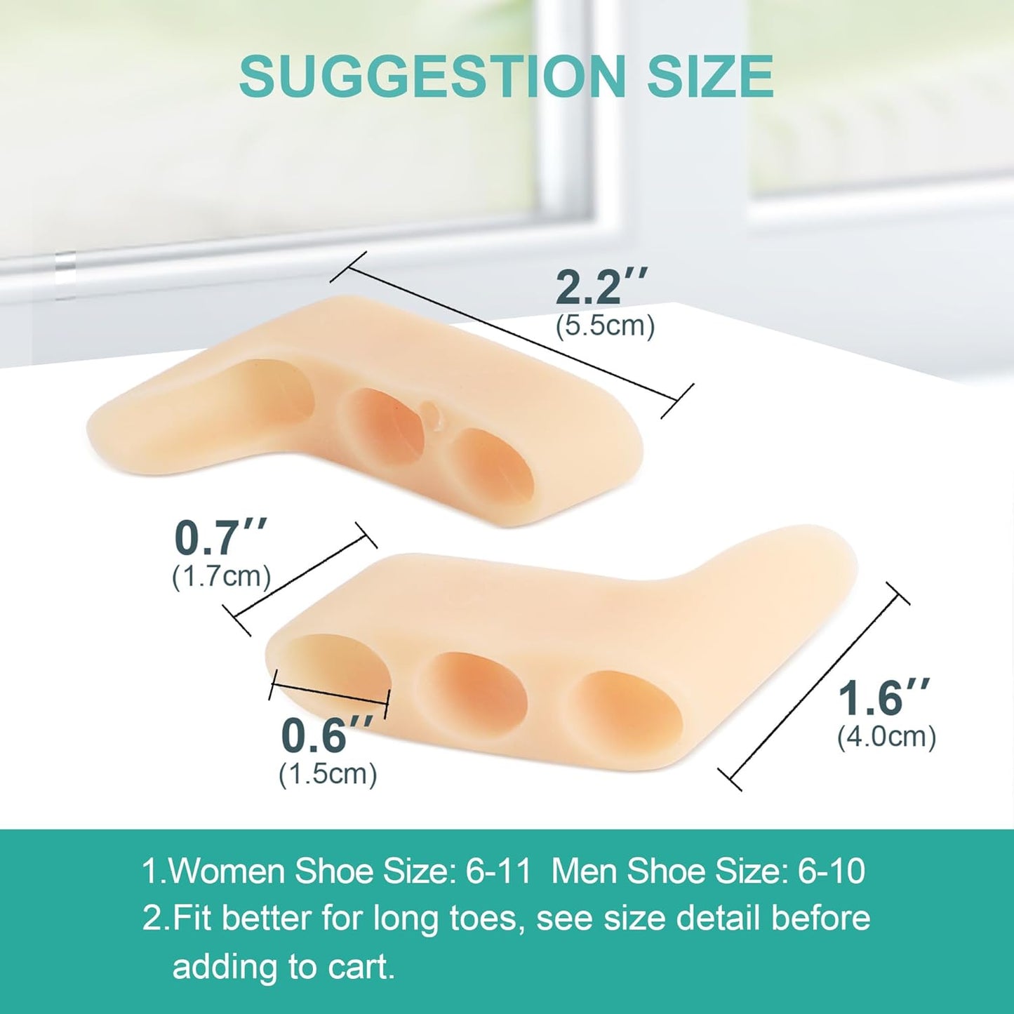 Welnove Gel Pinky Toe Separators - 8 Pack Pinky Toe Spacers, Bunion Cushions Pads for Women＆Men, Silicone Little Toe Protectors for Preventing Rubbing & Relieve Pressure - FSA/HSA Eligible (Beige)