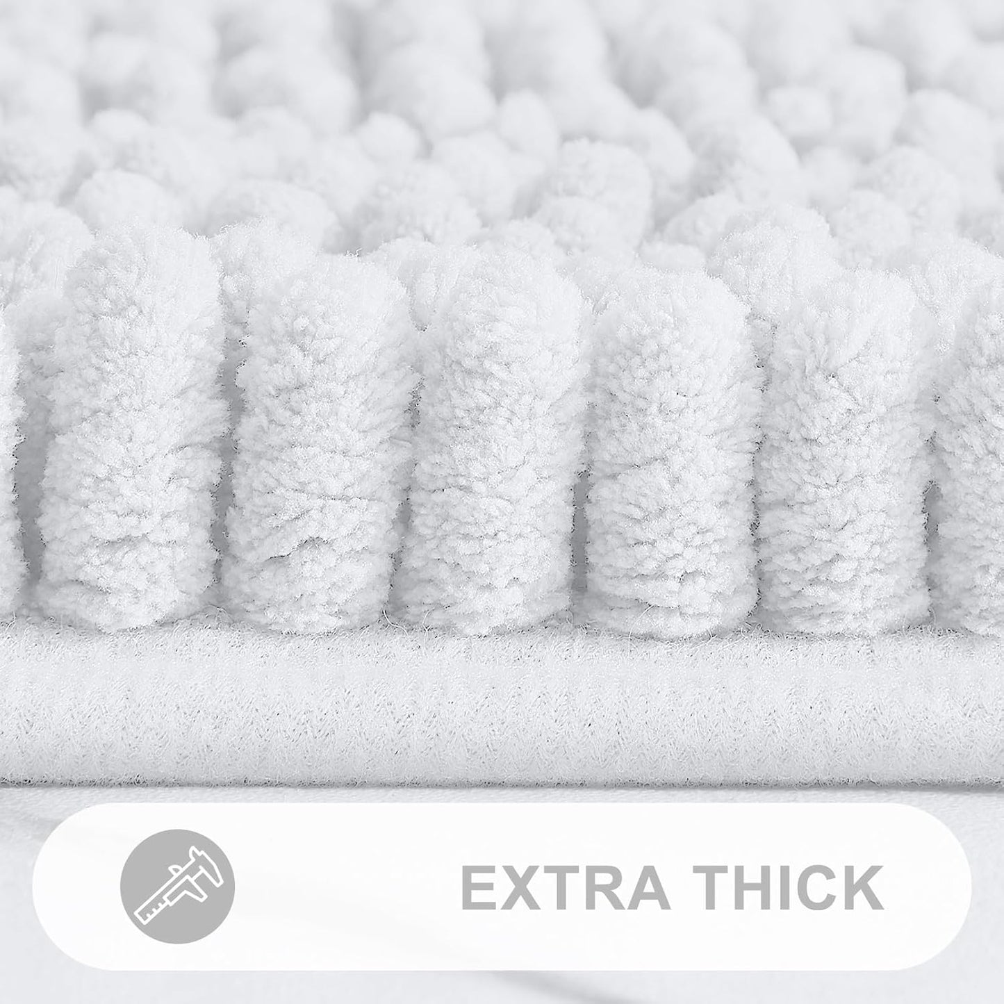 Grandaily Chenille Striped Bathroom Rugs 36x24, Extra Thick and Absorbent Bath Mats, Non-Slip Soft Plush Shaggy Shower Carpet, Machine Wash Dry, Bath Rug for Bathroom, (Large, White)