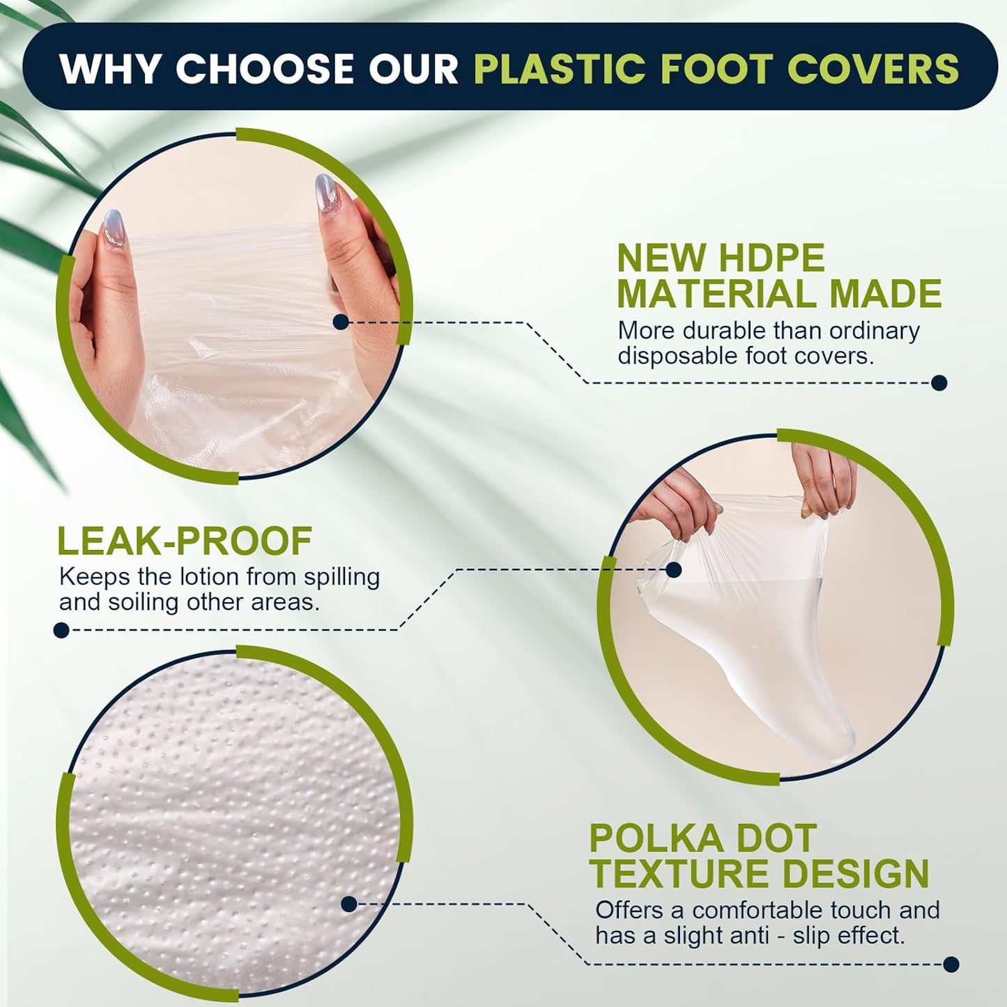 200PCS Plastic Foot Covers for Feet, Leak-Proof Plastic Foot Masks for Moisturizing Feet, Pedicure & Foot Care, 200 Stickers for Snug Closure Included (Fits up to USA 13)