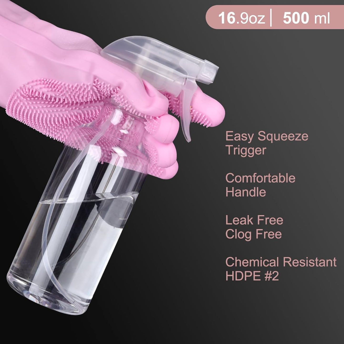 Plastic Spray Bottles - Empty Spray Bottles for Cleaning,16.9oz/2Pack,Mist/Stream Spray Bottle for Plants, Pet, Hair - (Clear, 16.9oz)