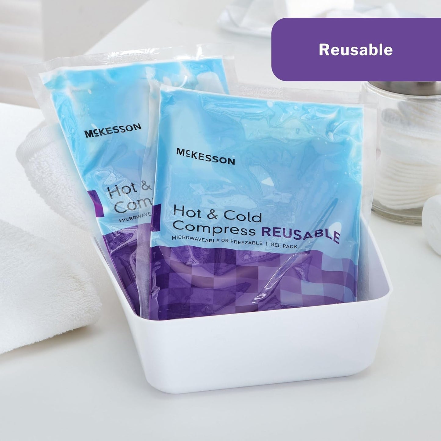 McKesson Cold and Hot Compress Reusable [24 Pack] Gel Ice Hot Packs for Injuries, 6.75 in x 10.5 in