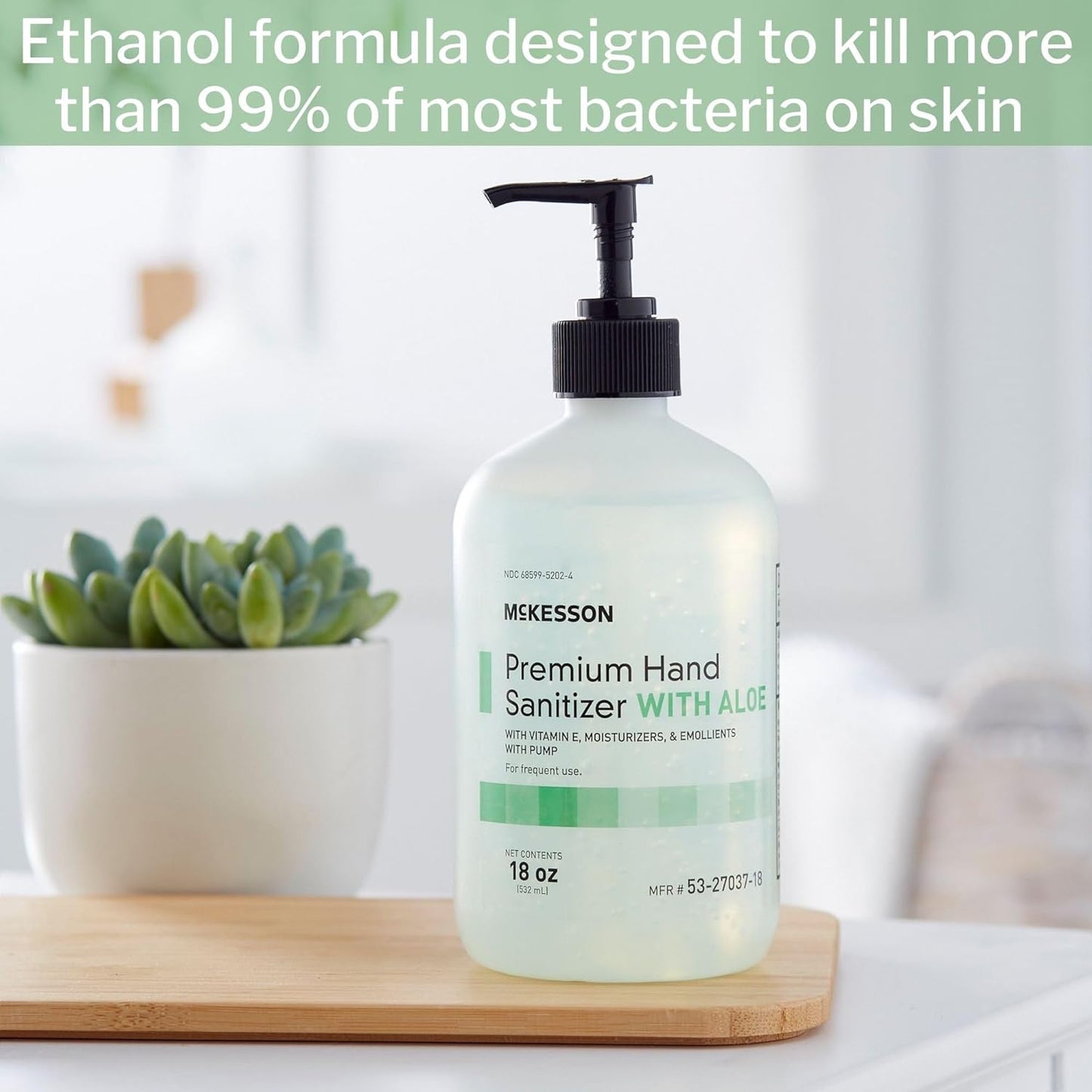 McKesson Hand Sanitizer with Aloe, 18 oz Pump Bottle [Pack of 12] – Bulk, 70% Ethyl Alcohol, Spring Water Scent, No-Rinse Gel with Vitamin E and Moisturizers, Medical-Grade Sanitizer