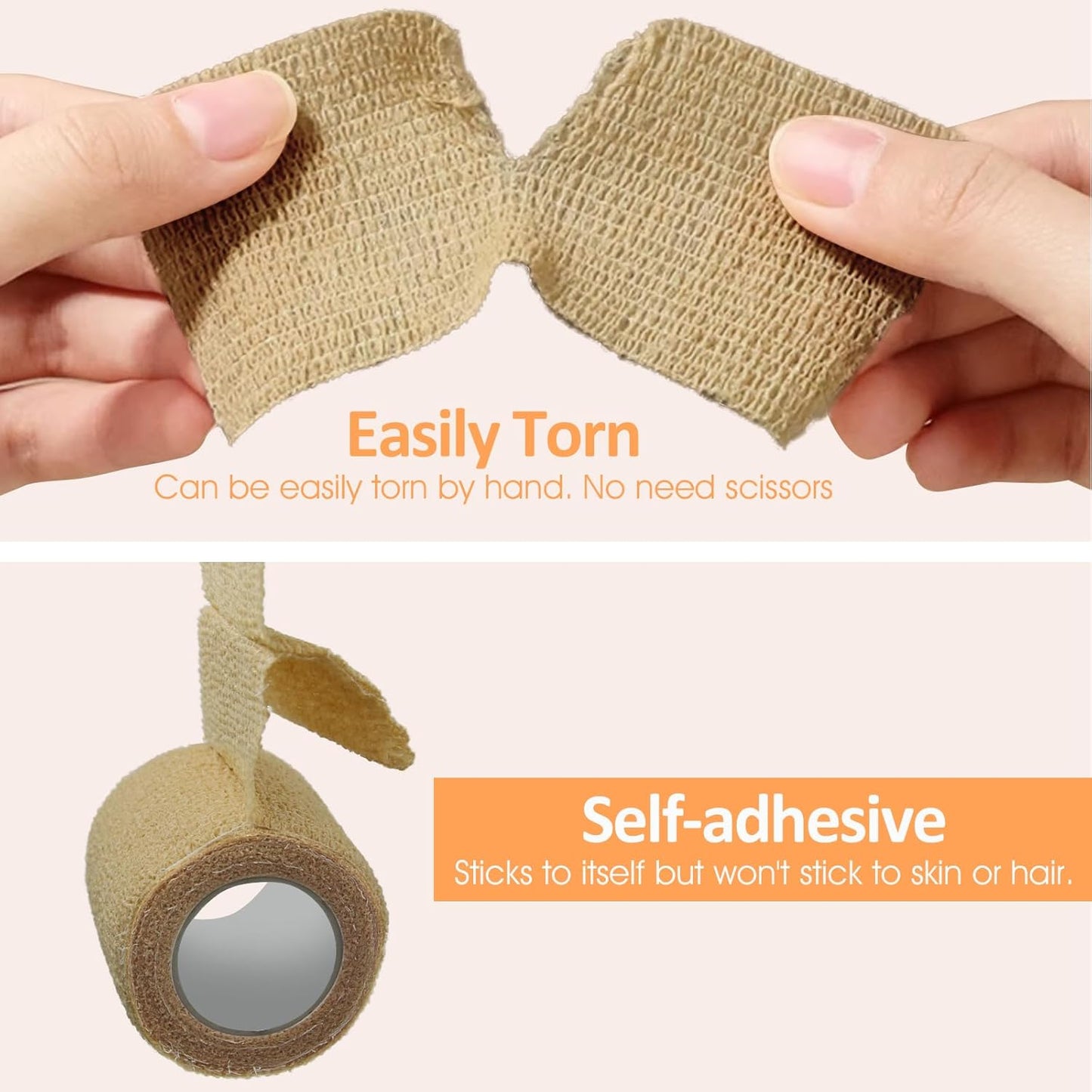 1"/2"/3" Self Adhesive Bandage Wraps, 18 Pack Skin Color Self Bandage Wrap for Wounds, Vet Wrap, Ankle Tape, Tattoo Tape Wrap, Medical Tape, Color Athletic Tape