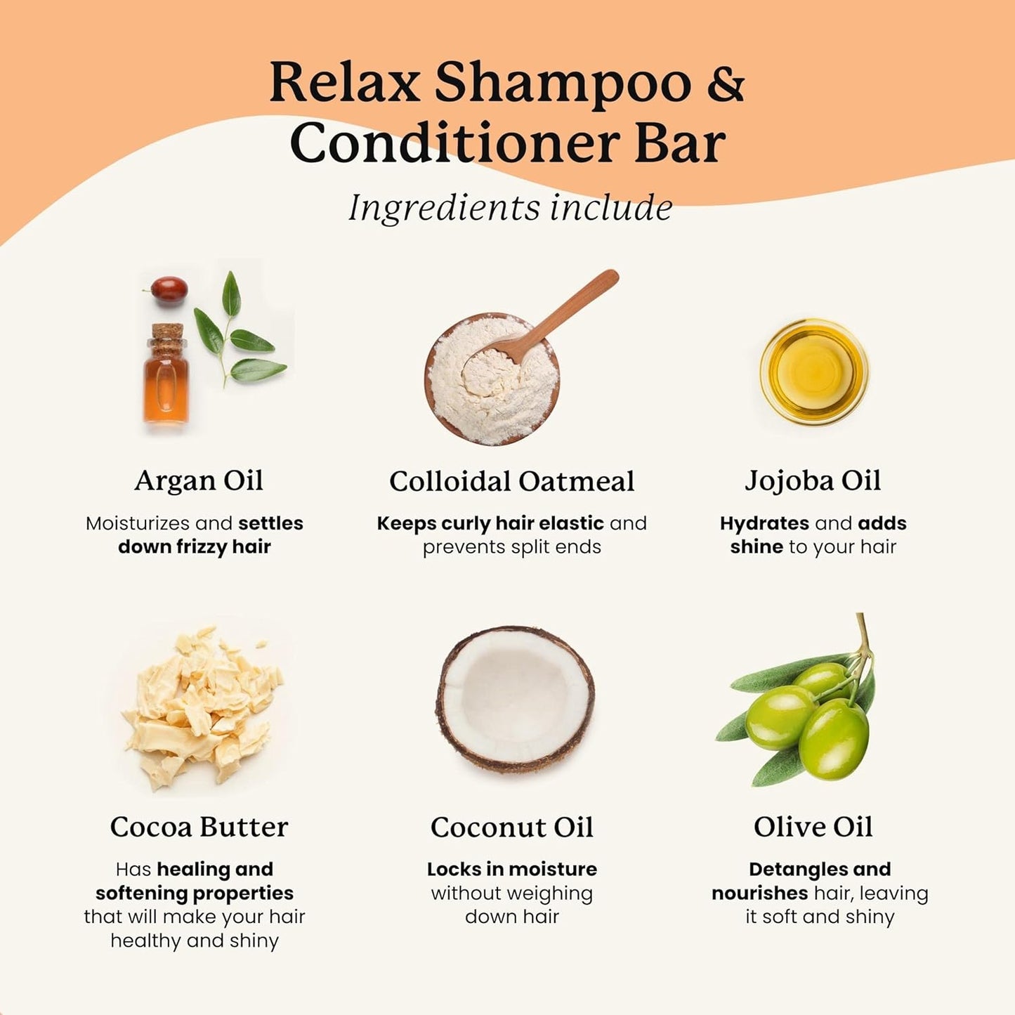Naturel Relax Moisturizing Shampoo and Conditioner Set with Argan Oil and Colloidal Oatmeal for Curly, Wavy, Dry, or Frizzy Hair - Vegan, Made in USA