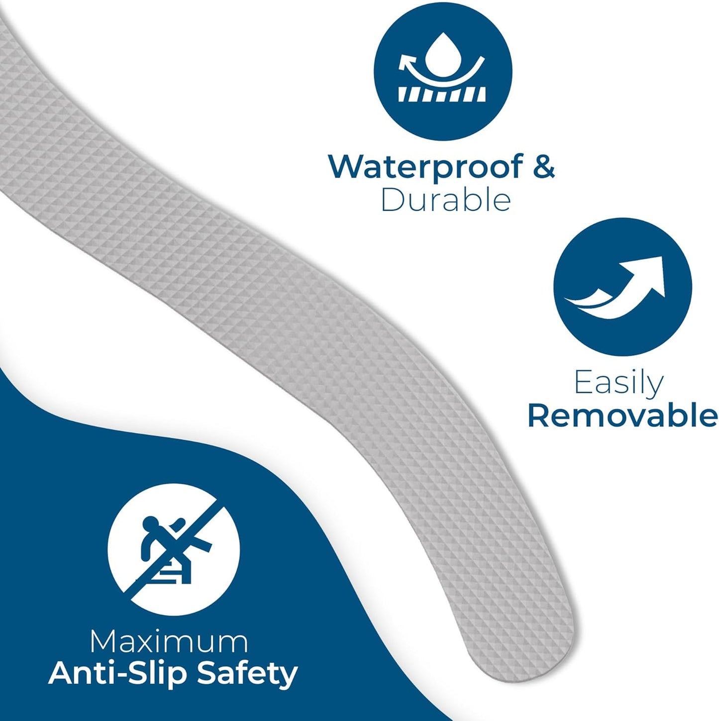 Anti Slip Shower Stickers 24 PCS, Grey Non-Slip Shower Strips for Adults, Premium Adhesive Bath Tub Stickers