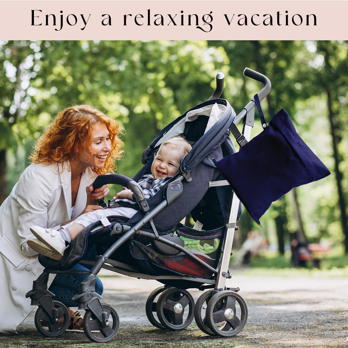 Waterproof Wet Bag for Swimsuit, Travel Beach Wet Dry Bag, Hidden Zipper Reusable Blue Wet Bags, for Travel Beach Wet Swimsuits Toiletries Diapers Dirty Gym Clothes Laundry Bag