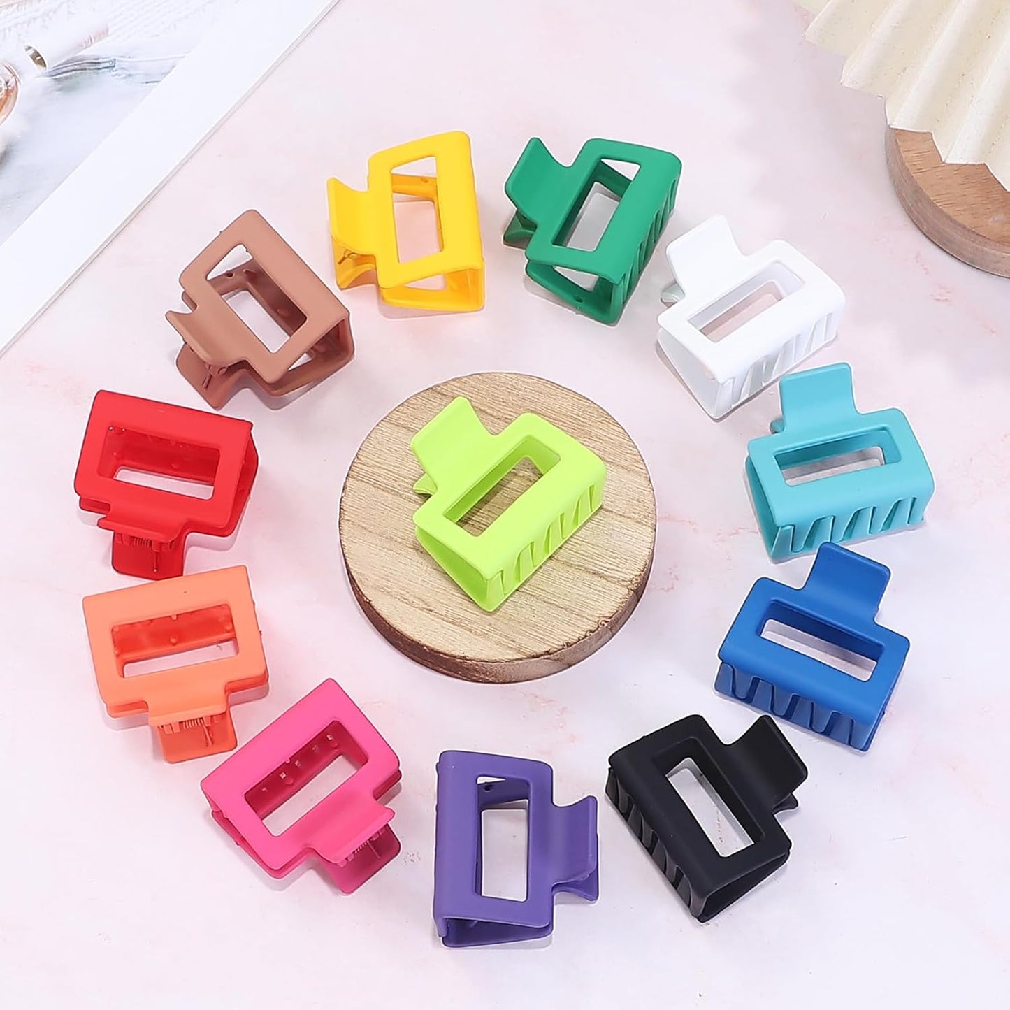 2 Inch Medium Hair Claw Clips 12 Pcs Square Hair Clips for Thin Hair Matte Nonslip Acrylic Banana Jaw Clips Bulk Hair Accessories for women and Girls - Dopamine