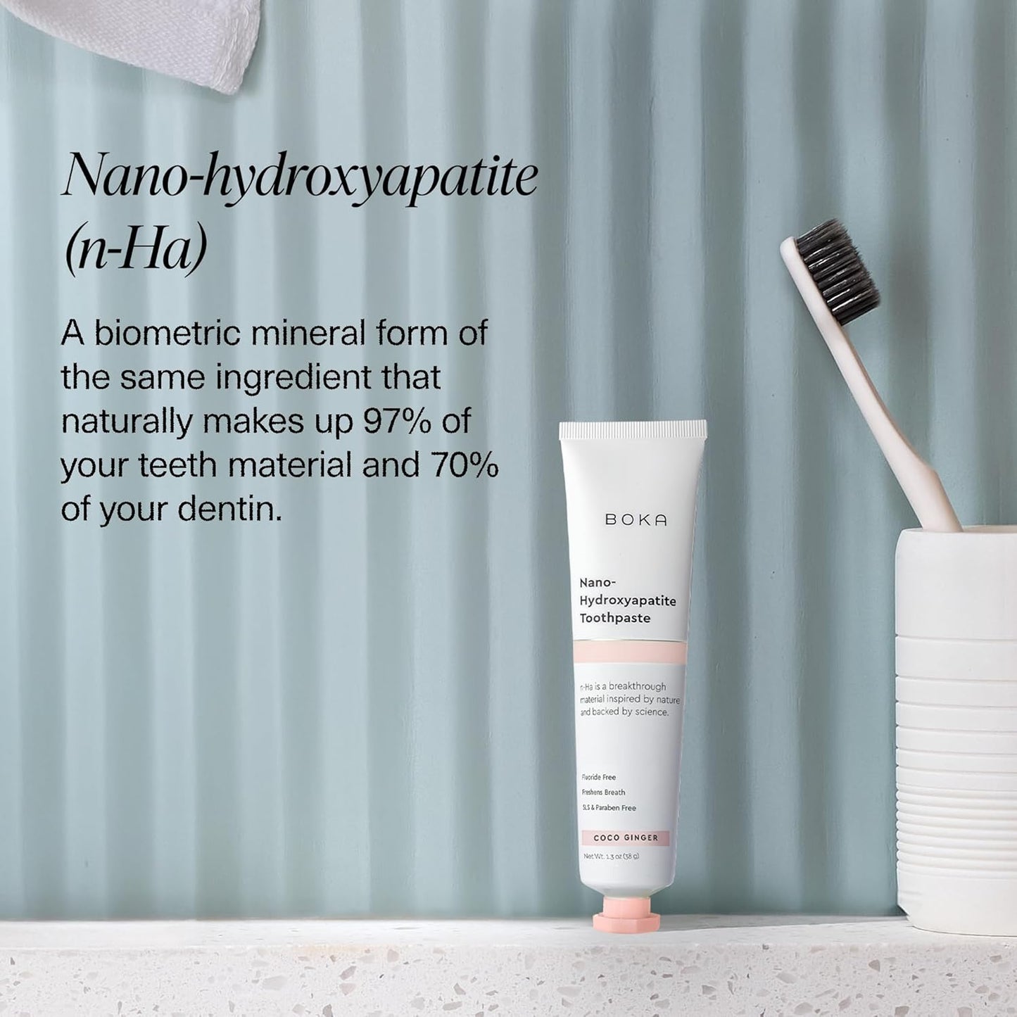 Boka Fluoride Free Toothpaste, Nano Hydroxyapatite Toothpaste, Appropriate for Sensitive Teeth - for Adult, Kids Oral Care - Coco Ginger Flavor, 1.3 Fl Oz 2Pk US Manufactured