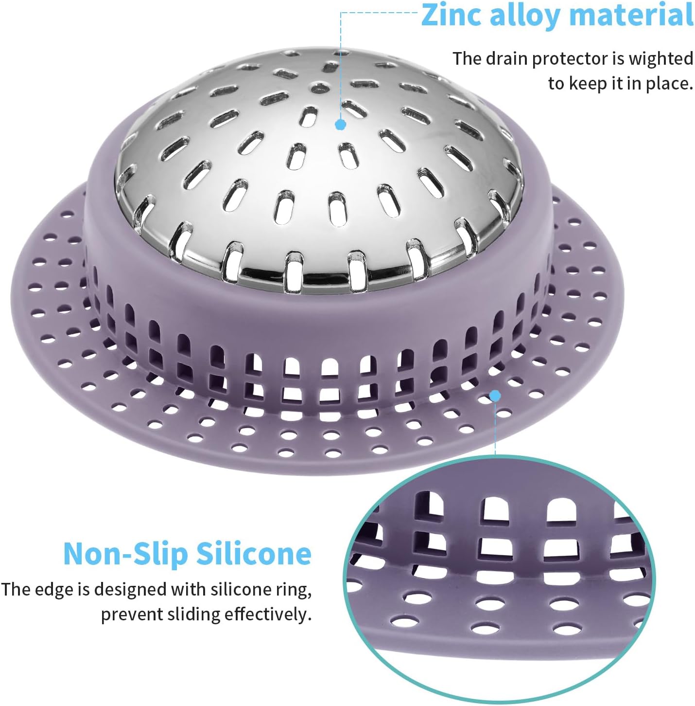 Shower Drain Hair Catcher, Shower Drain Cover, Bathtub Drain Hair Catcher for Pop-Up & Regular Drains