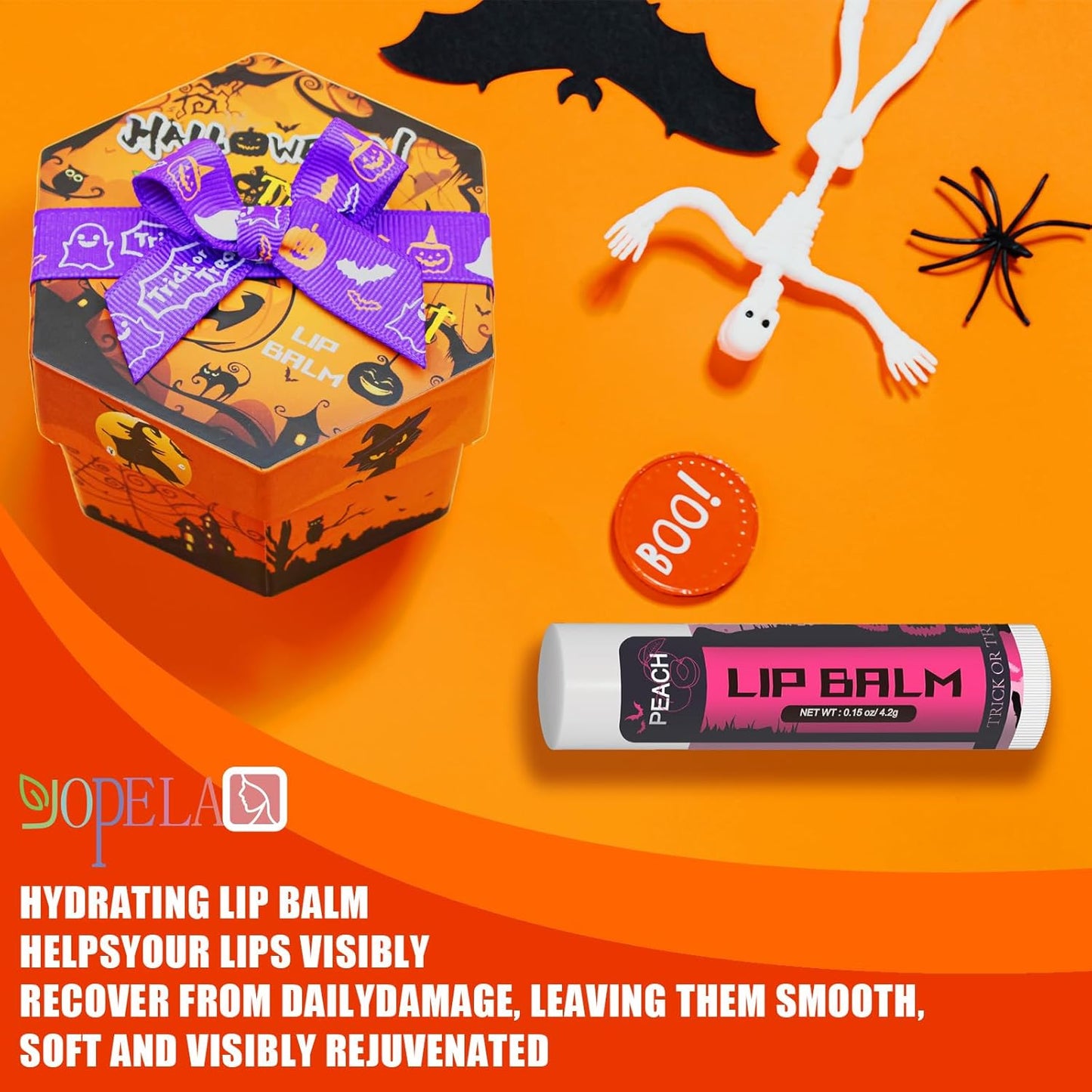 Yopela 19 Pack Halloween Lip Balm Party Favors, Lip Care Set with Vitamin E & Coconut Oil to Moisturize Repair Dry Chap Lips, 18 Flavors,Perfect for Trick-or-Treat Gifts or Goodie Bag Stuffers