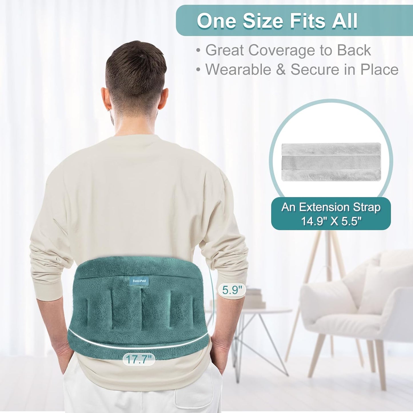 SuzziPad Microwavable Meating Pads for Back Discomfort, Microwave Heat Pad for Lumbar, Waist, Stomach, Neck Shoulder, Wrap with Moist Therapy, Warm & Cold Compress