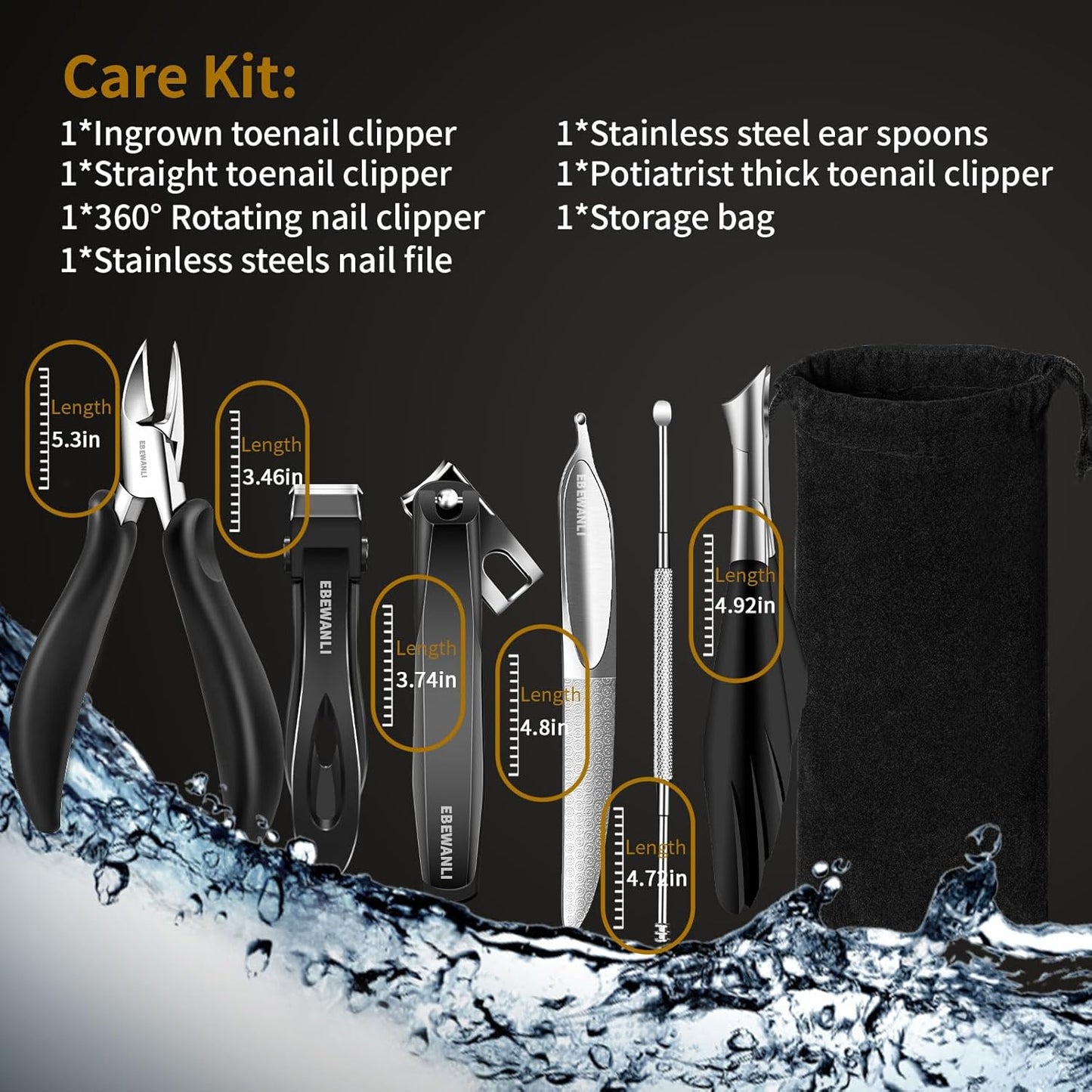 Podiatrist Toenail Clippers for Seniors Thick Toenails, Toe Nail Clippers for Thick Nails for Seniors, Straight Toe Nail Clippers for Men, Ingrown Toenail Clippers and Angled Nail Clipper Set