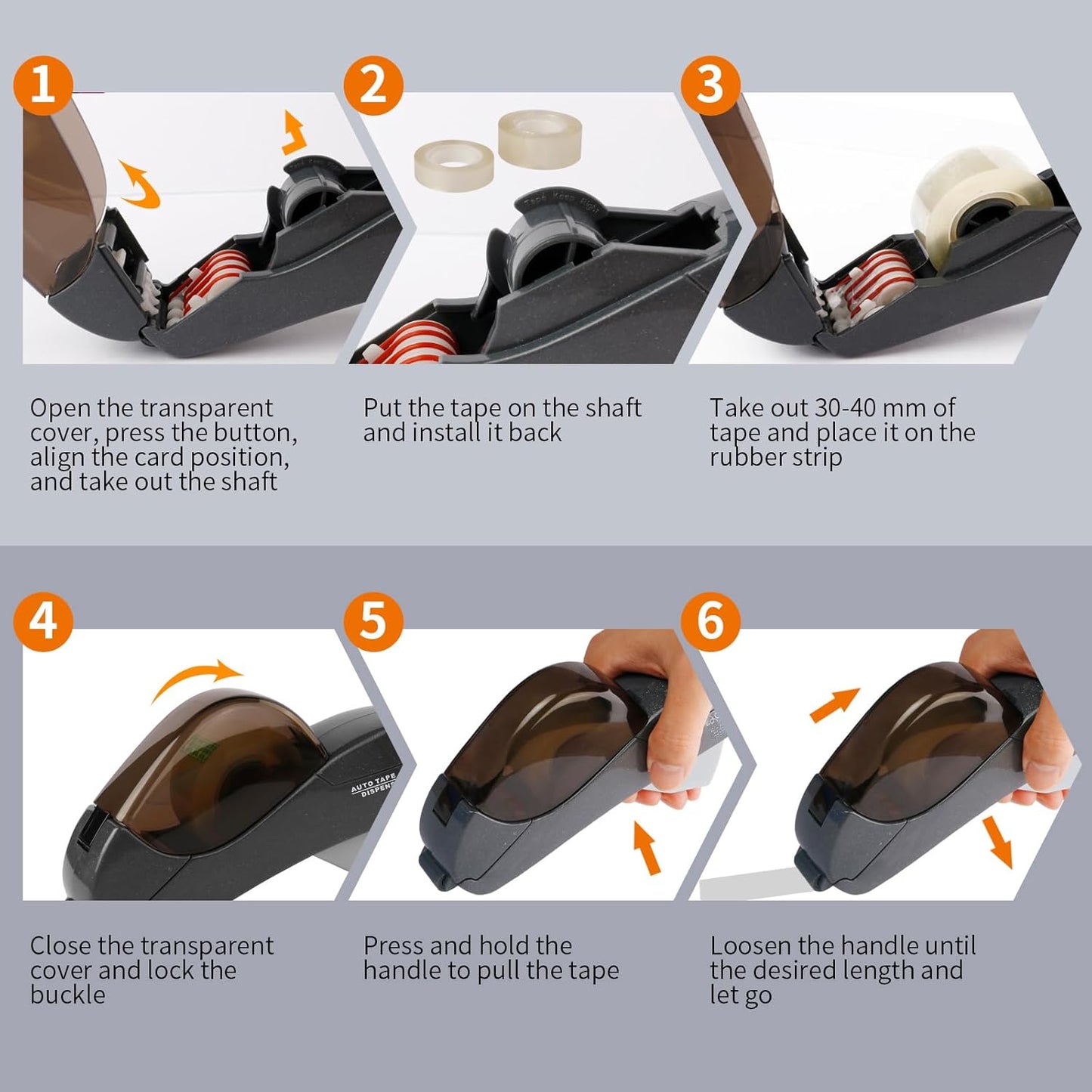 Eagle Automatic Tape Dispenser, Handheld & Portable Design, Office Tape Gun, One-Handed Operation with Safety Blade for Office, Home, DIY or Packaging (Includes 2 Free Tapes) (Gray)