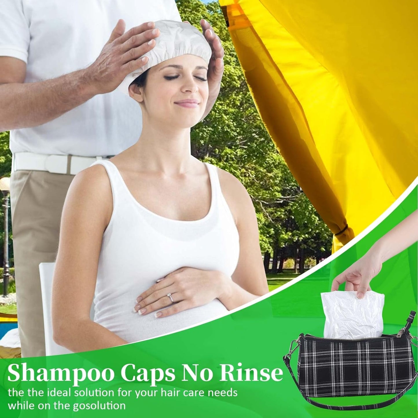 Shampoo Caps No Rinse Waterless Hair Washing Shower Caps 6 Packs for Elderly, Women, Hospital, Camping
