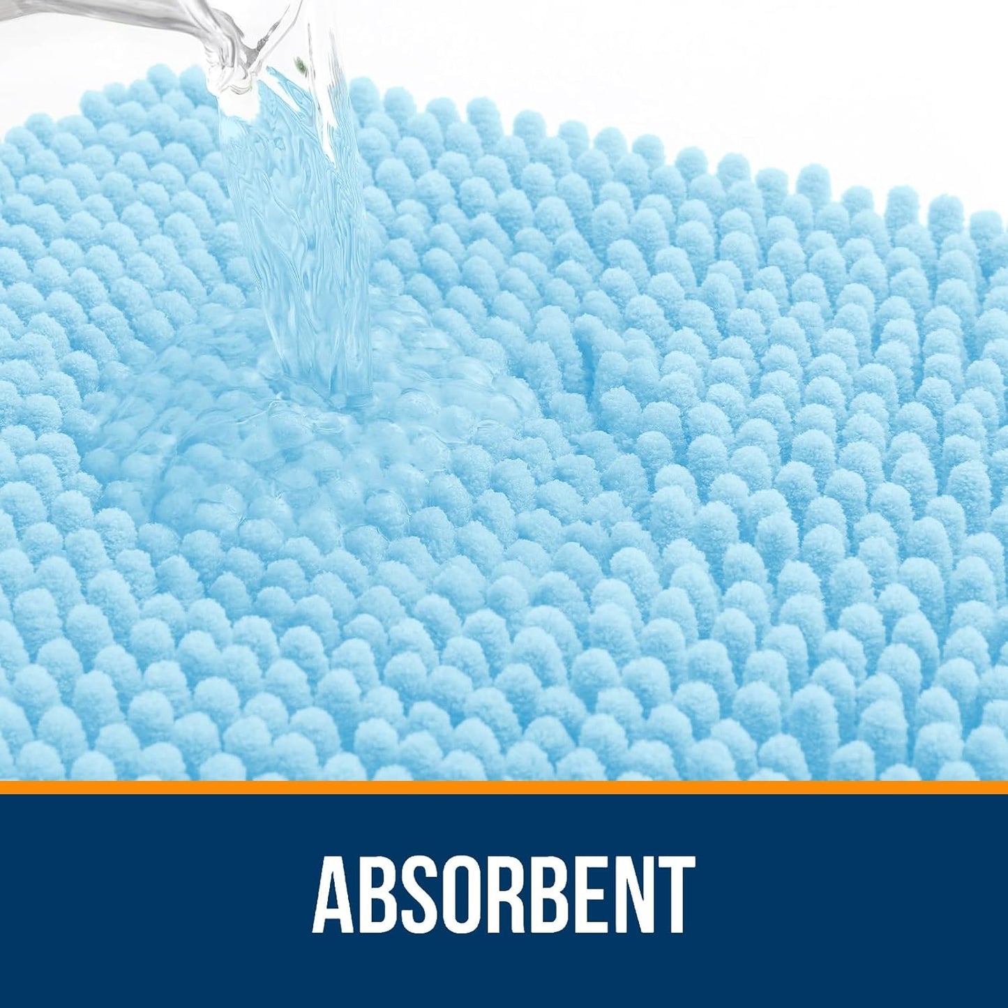 OLANLY Bathroom Rugs 59x20, Extra Soft Absorbent Chenille Bath Rugs, Rubber Backing Quick Dry, Machine Washable Bath Mats for Bathroom Floor, Tub and Shower, Home Decor Accessories, Sky Blue