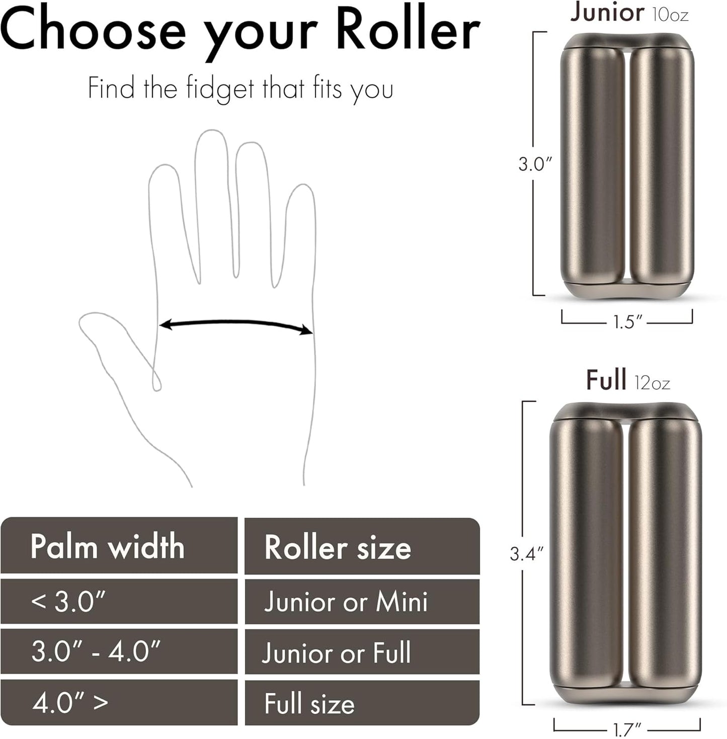 ONO Roller - Handheld Fidget Toy for Adults | Help Relieve Stress, Anxiety, Tension | Promotes Focus, Clarity | Compact, Portable Design | Titanium Junior