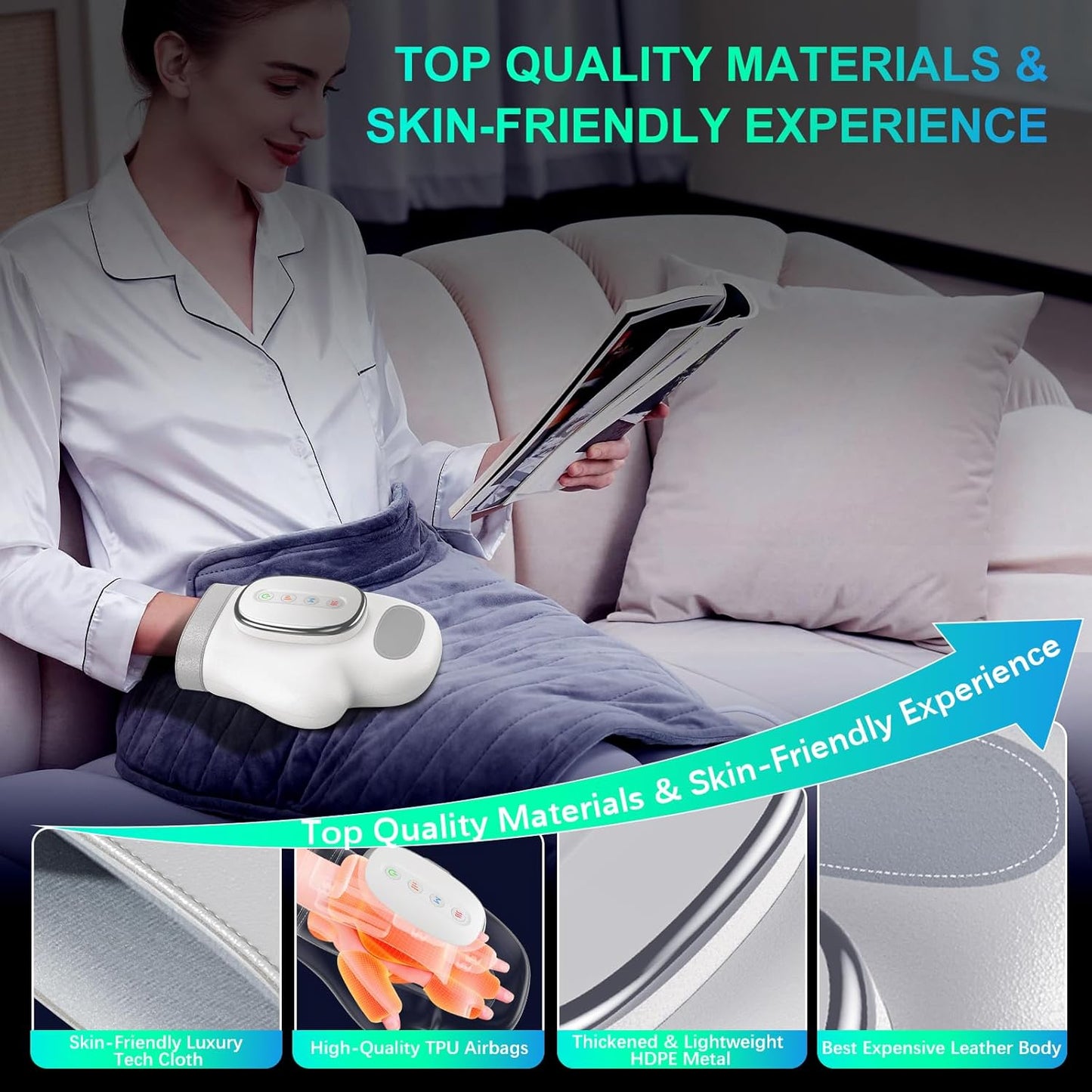 Professional Hand Massager with Heat Compression Therapy, 3 Massage 4 Temperatures 5 Compression Pain Relief Glove, Arthritis & Wrist Carpal Tunnel Neuropathy Circulation, Gifts for Women/Men