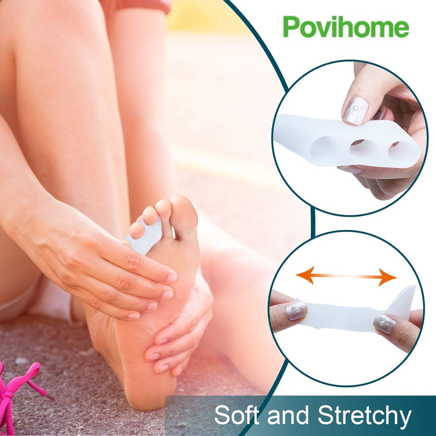 Povihome 10 Pack Pinky Toe Separator and Protectors, Triple Gel Toe Separators for Overlapping Toe, Curled Pinky Toes Separate and Protect