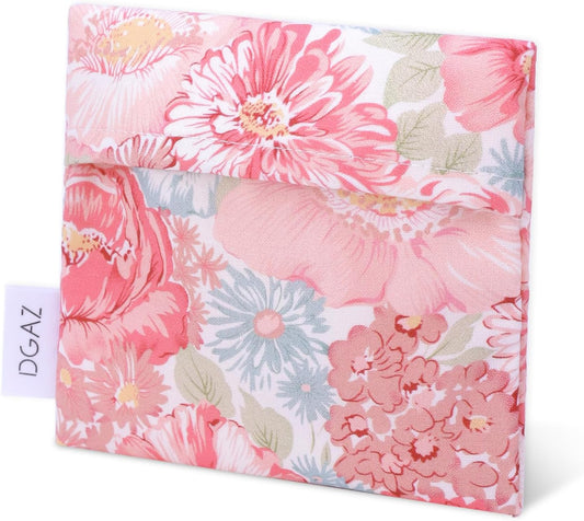 DGAZ Sanitary Napkin Storage Bag, Period Bag for Teen Aged Girls, Portable Period Bag for Panty Liners/Menstrual Cup/Small Tampons，Mini Makeup Bag for Purse(Blooming)