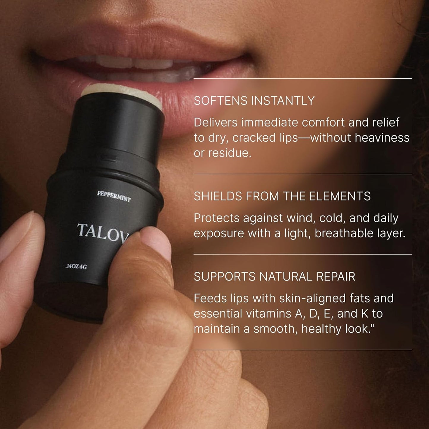 Peppermint Grass-Fed Tallow Lip Balm, Lip Sleeping Mask, Overnight Moisturizer, Natural & Clean Moisturizing Lip Balm w/Vitamins A, D, E, & K, Nourishes & Smooths Texture, Dry & Chapped Lips