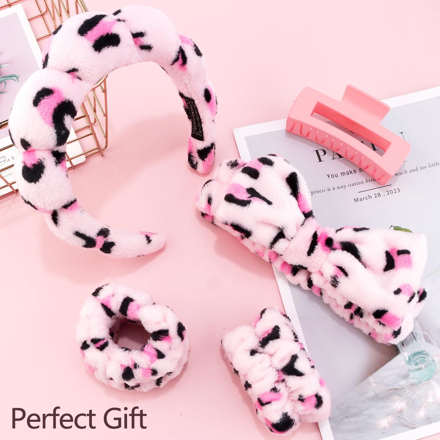 Chanaco Spa Headband, Skin Care Accessories, Makeup and Face Washing Hair Bands with Wrist Towels, Teen Girl Gifts and Trendy Stuff