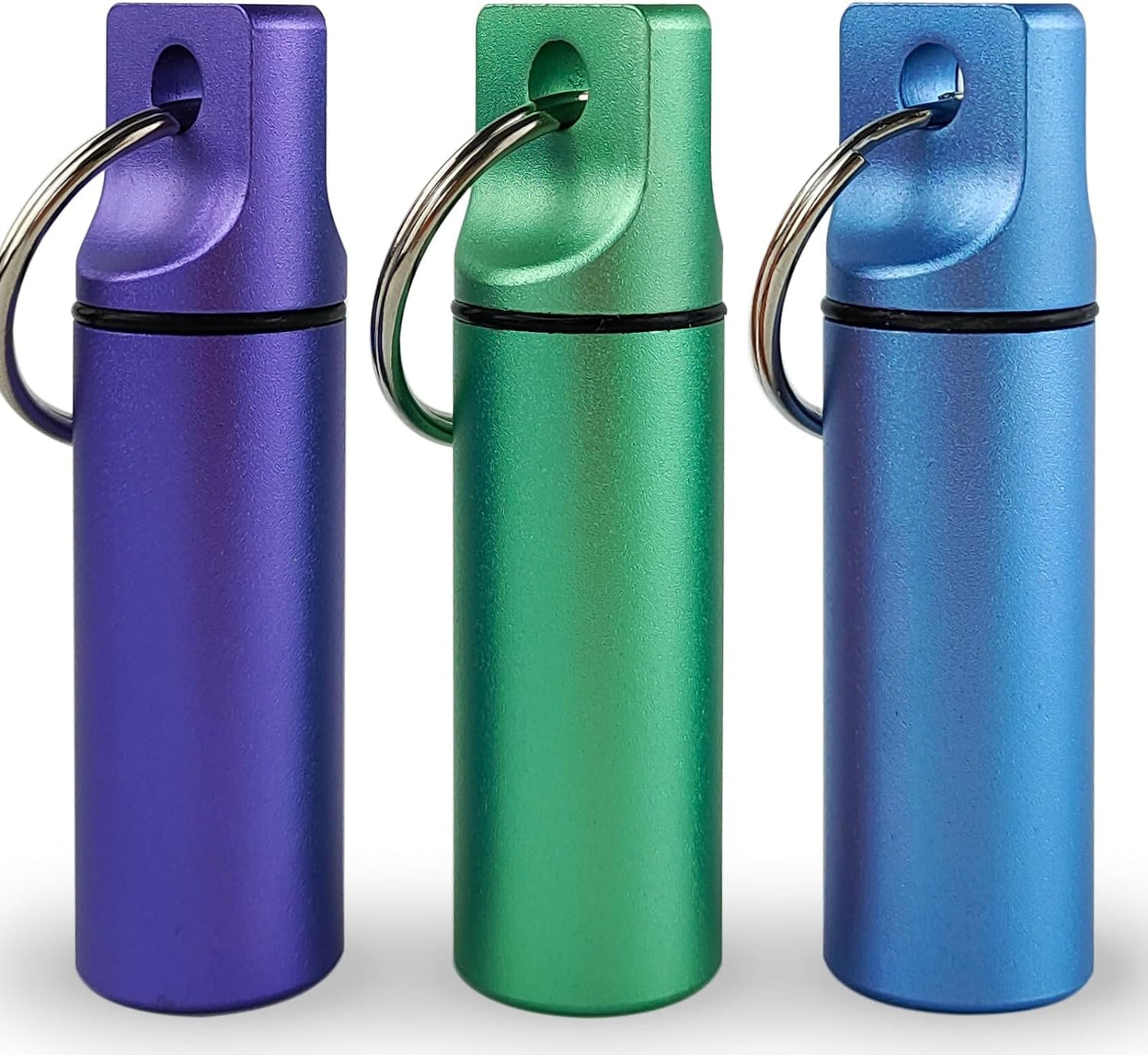 Small Pill Organizer Box Waterproof Keychain Pill Holder Portable Travel Pill Container Metal Case with Keyring for Outdoor Camping Travel