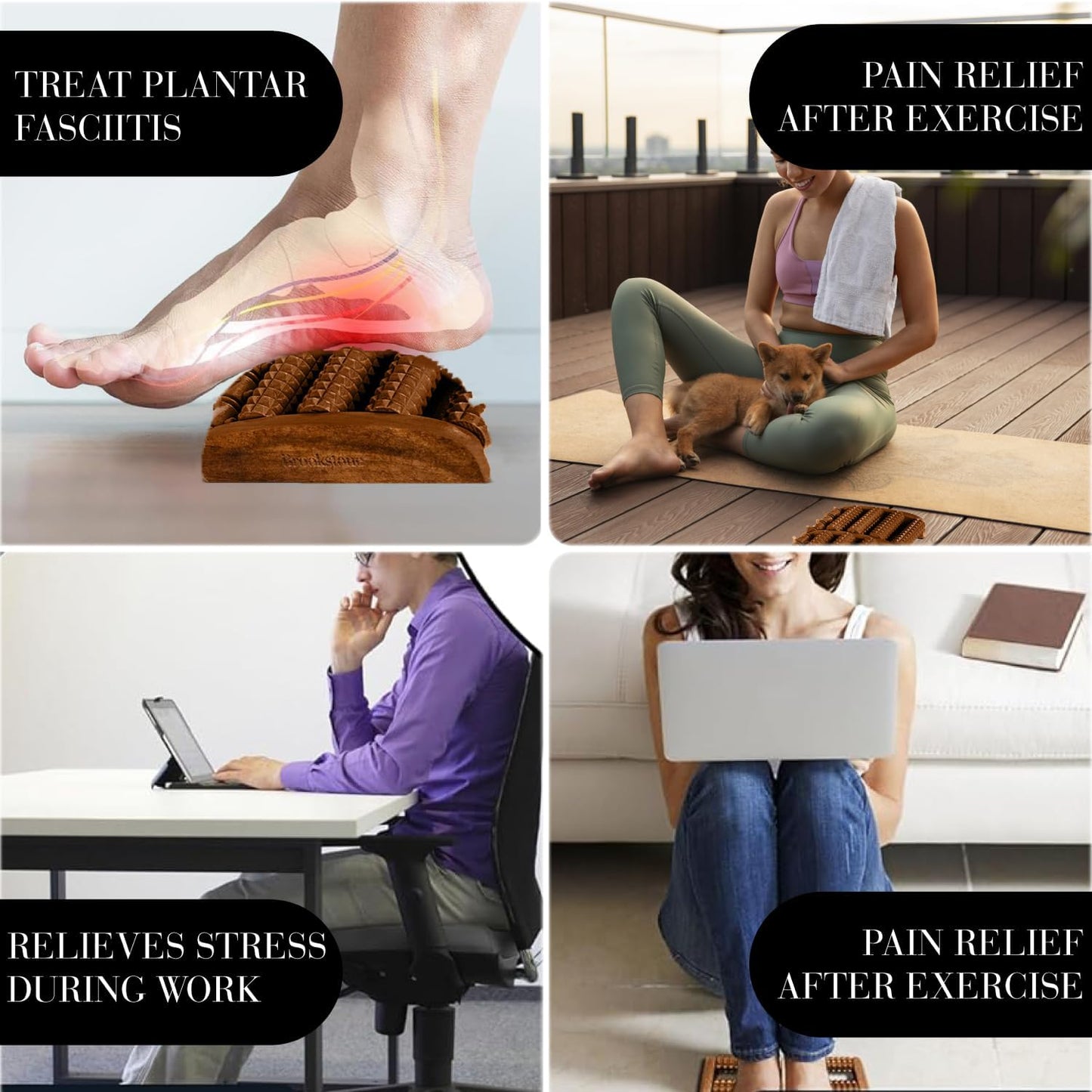 Brookstone Foot Roller Massager for Plantar Fasciitis Relief - Wooden Massage Roller for Foot Health - Stimulate Reflexes & Relieve Stress - Ideal Gift for Mom, Dad, Elderly