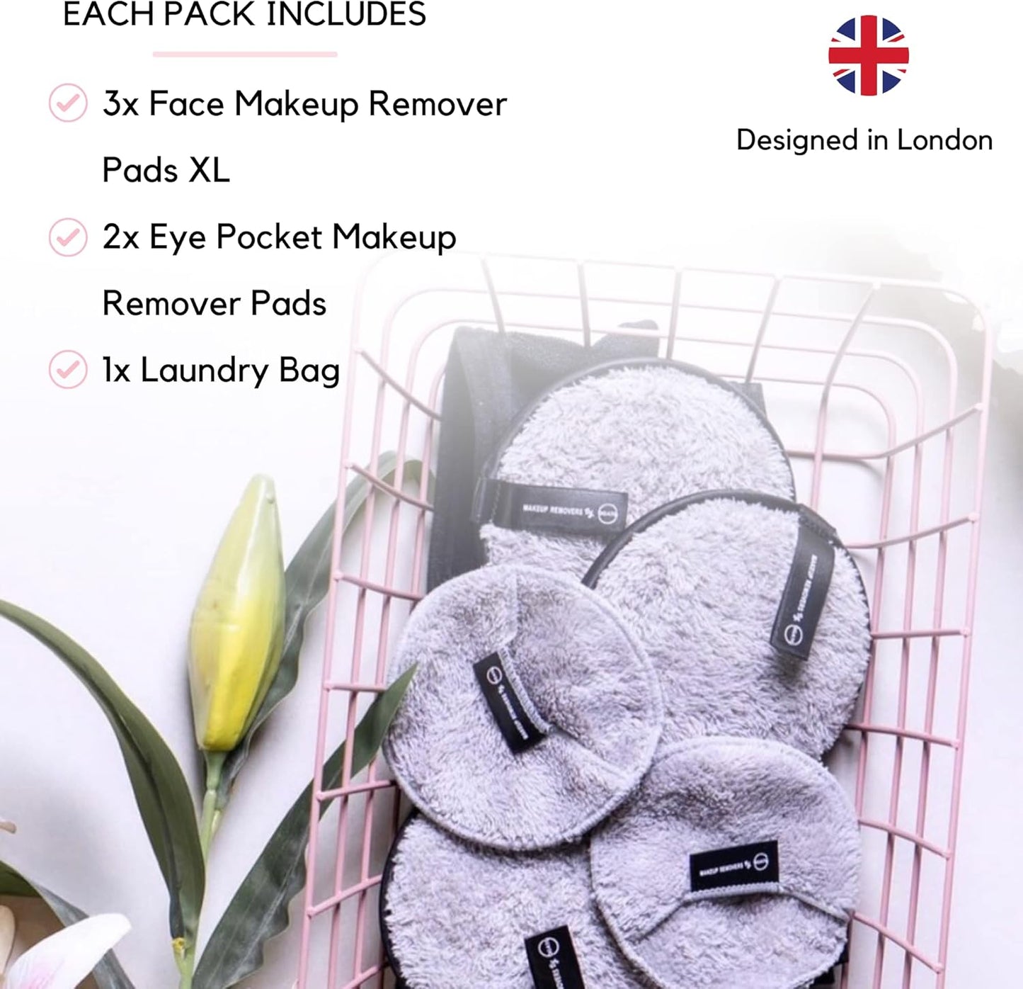 Ogato Reusable Makeup Remover Cloth - 6pc Face Pads, Makeup Eraser Cloth Wipes for All Skin Types - Washable Microfiber Make Up Reusable Cotton Rounds for Face - With Free Laundry Bag