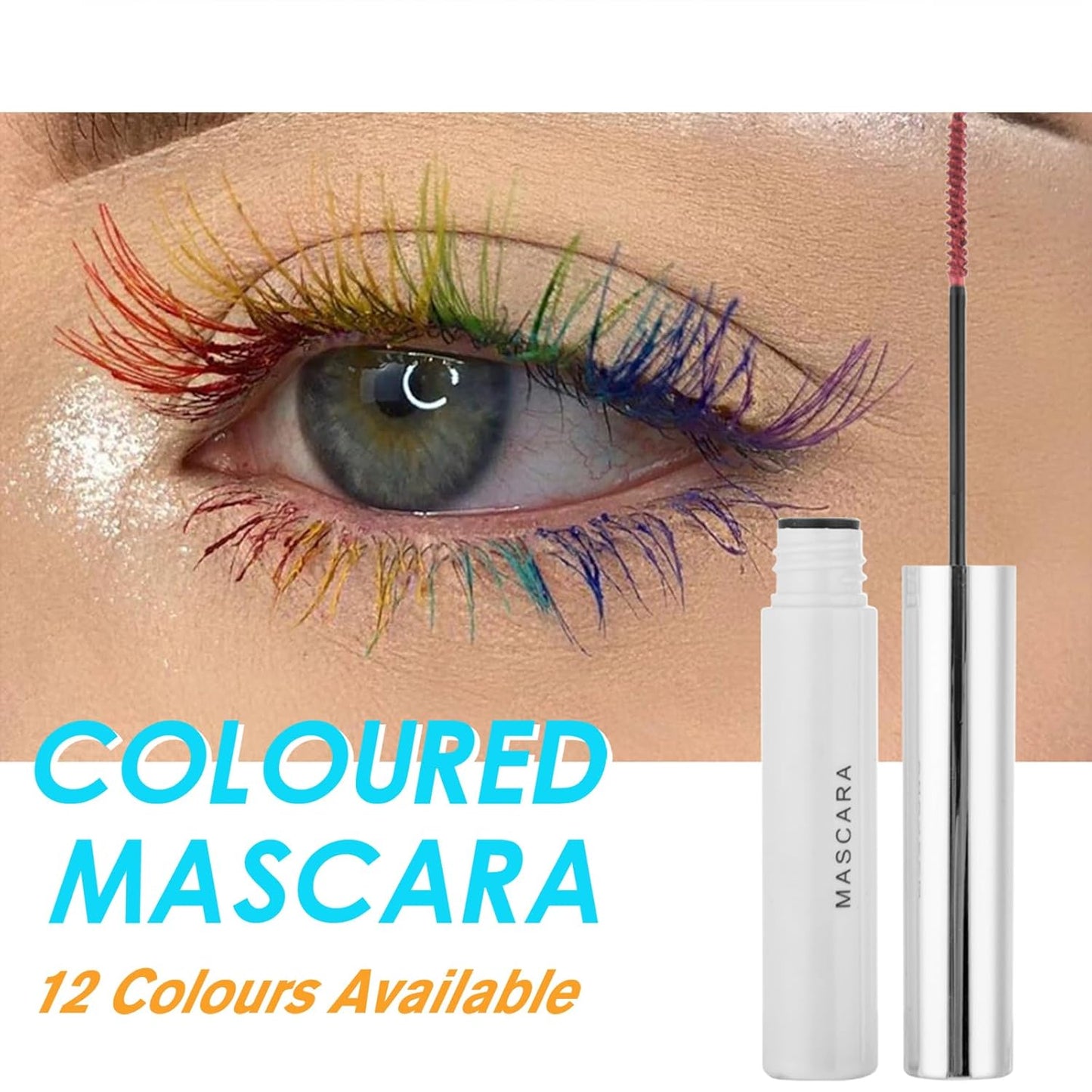 Waterproof Mascara for Eyes White Black Brown Purple Long-lasting colored Mascara Eye Makeup Fast-Dry (Pink, 0.17 Fl Oz)