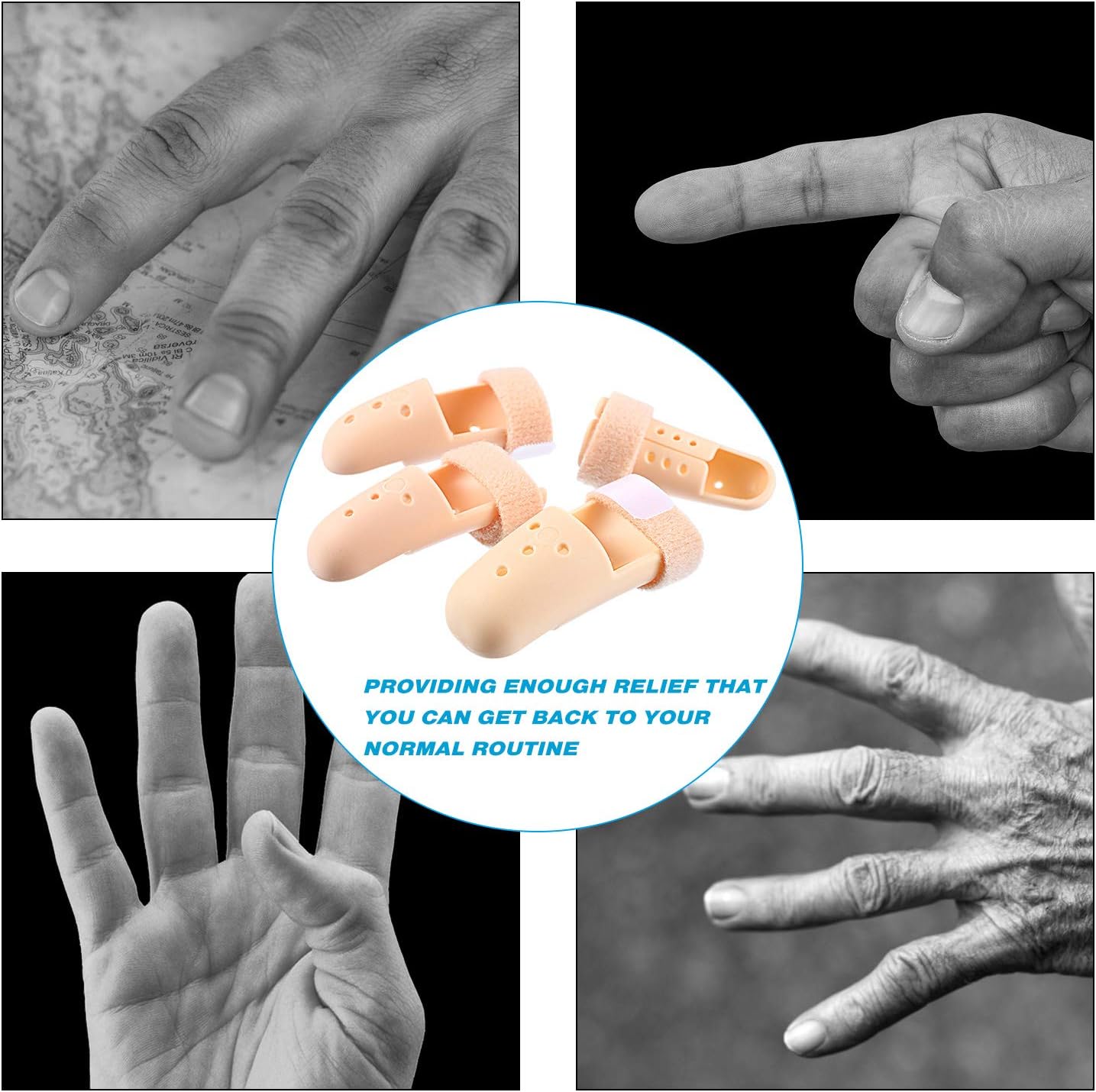 BBTO 10 Pcs Mallet Finger Splint, 5 Sizes Finger Support Brace Stabilizer Straightener Plastic Fingertip Protectors Arthritis Knuckle Immobilization for Thumb Pinky Middle Index Ring(Beige)