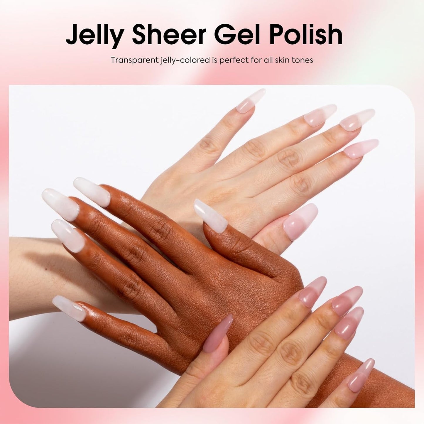 CANNI 6 Colors 9 Ml Sheer Jelly Pink Gel Nail Polish Set- Neutral Transparent Pink Colors Gel Polish Kit, Soak Off LED Nail Gel Manicure Kit DIY at Home Salon Gifts