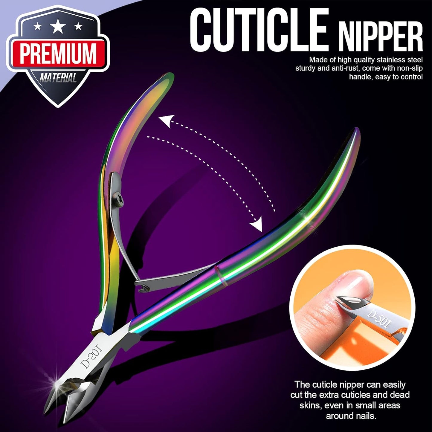 FANDAMEI Cuticle Kit, 4 PCS Nail Care Kit, Manicure Pedicure Tools, Nail Cuticle Nippers, Ingrown Toenail Tools Kit, Toenail File and Lifters Stainless Steel, Nail Lifter, Nail Cuticle Pusher