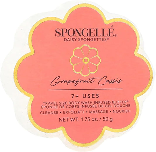 Spongelle Grapefruit Cassis Spongette Loofah Body Scrubber | Bath & Shower Loofah for Women | Body Scrubber Exfoliator with Body Wash Infused Sponge | 5+ uses | Zesty Grapefruit, Cassis & Vanilla