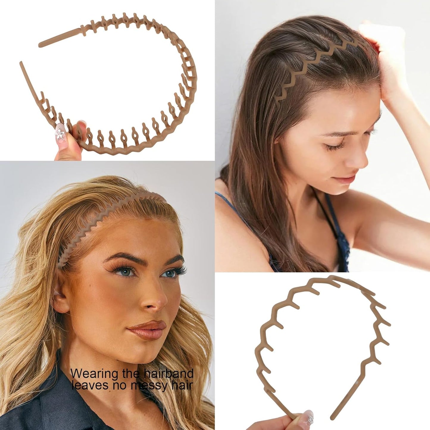 CAVETEE 8 Pack Fashionable Hair Headbands, Stylish Zig zag & Classic Designs Sunglasses No Pressure Headbands for Women and Girls, Comfortable Non-Slip Hair Accessories (Pink Series, One Size)