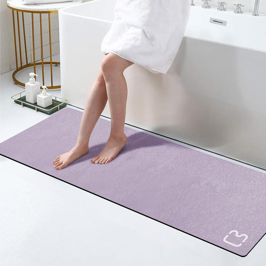 Lavender Diatomaceous Earth Bath Mat 15.7"x47.2" Extra Long Bathroom Mat Large Fast Dry Super Absorbent Non-Slip Rubber Backed Shower Mat Bath Rugs Mats for Bathroom Floor, Tub, Shower, Sink
