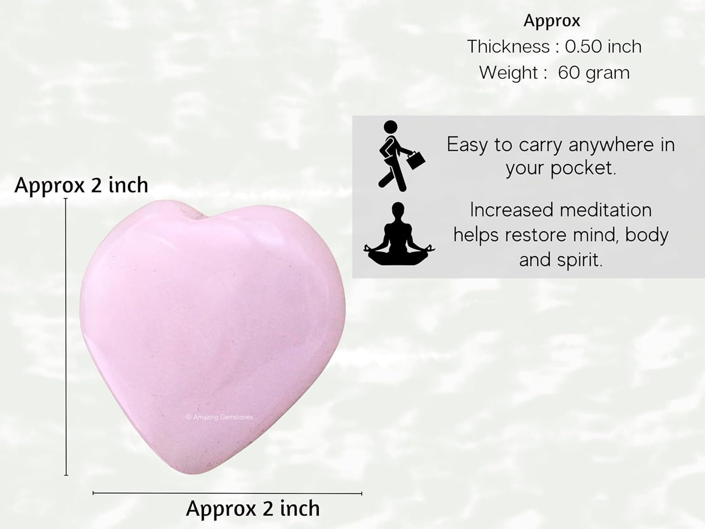Amazing Gemstone Pink Calcite Crystal Heart Palm Stone - Pocket Massage Worry Stone for Natural Body Chakra Balancing, Reiki Healing and Crystal Grid