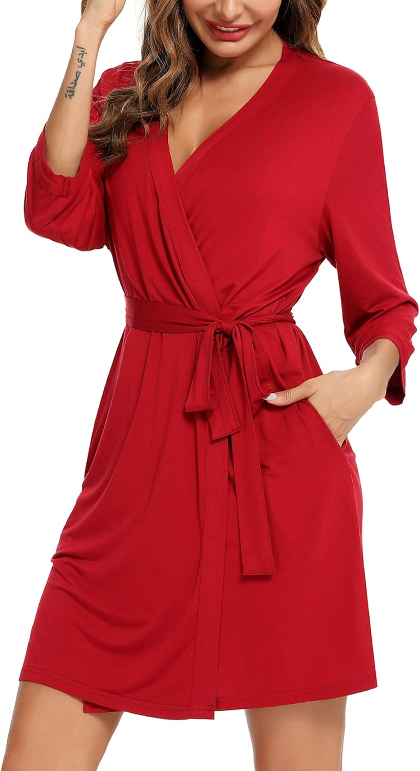 Samring Women's Lightweight Robe Soft Kimono Robes Short Bathrobe for Women Sleepwear