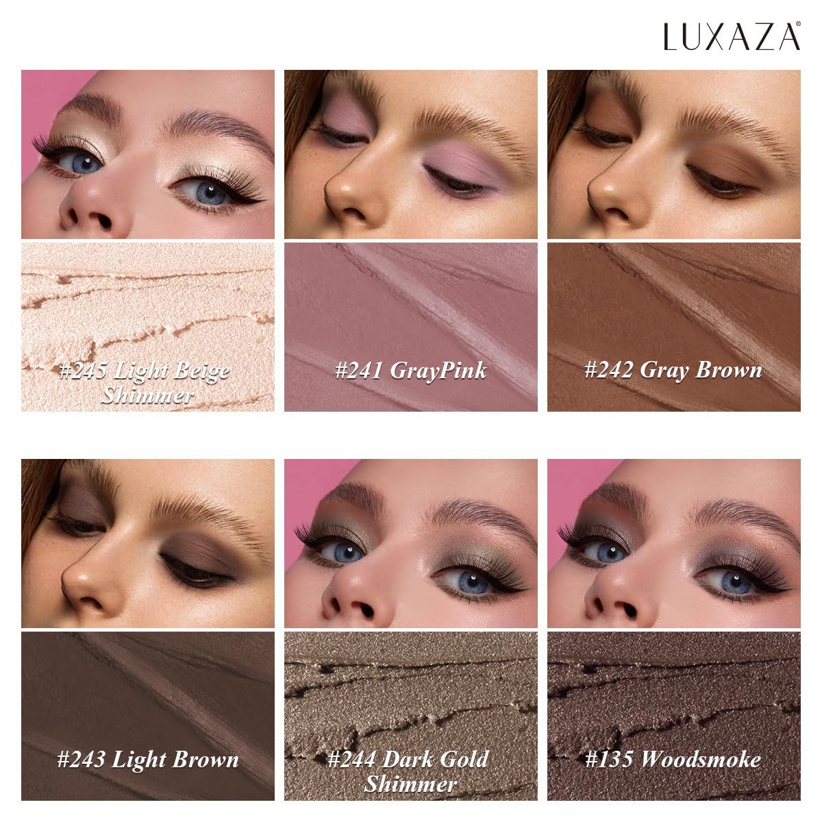 Neutral Eyeshadow Stick Makeup 6PCS Set, Dark Grey Shimmer Matte Cream Eye Shadow for Smoky Eye Brightener Pencil Crayon - A3 Smoky Rose Taupe