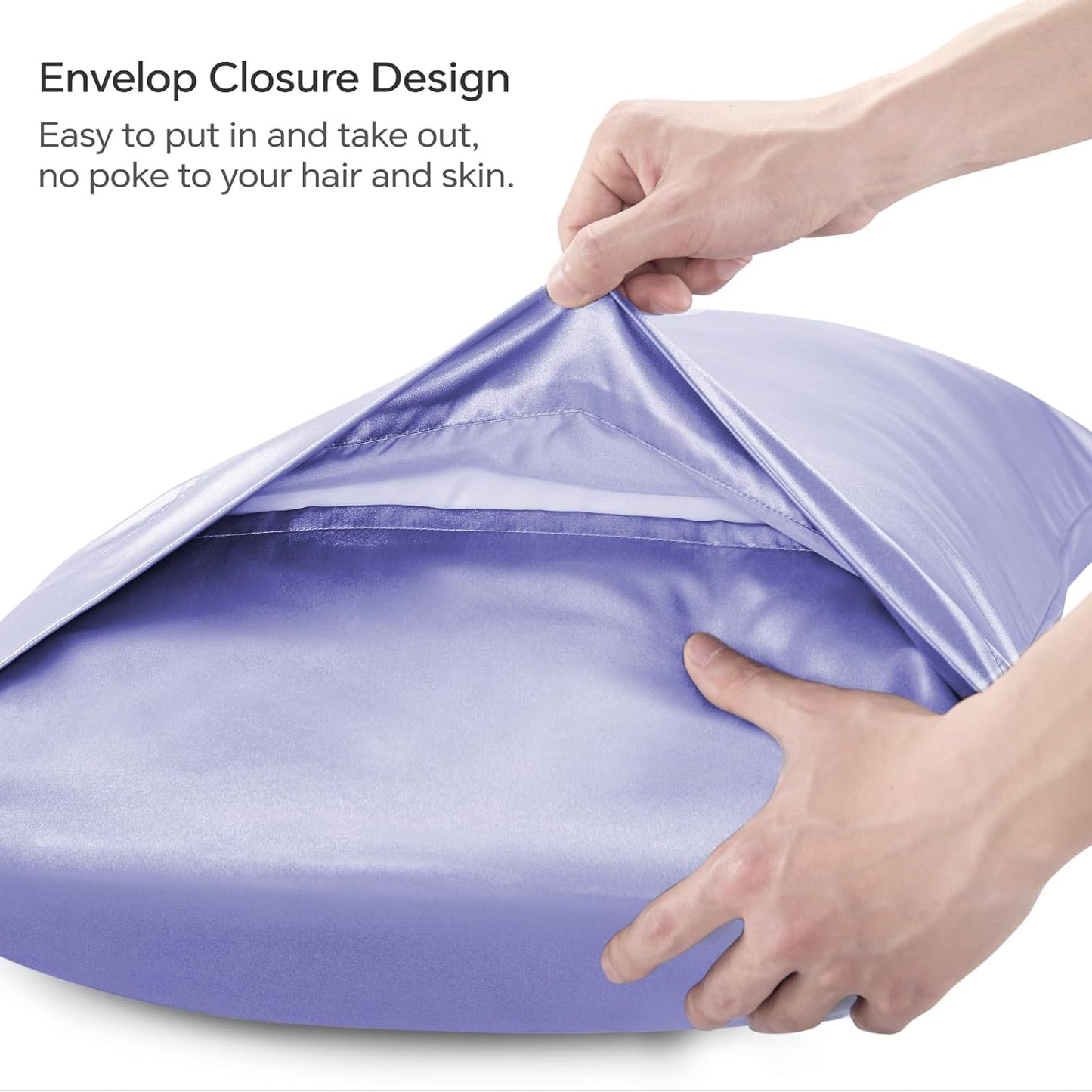 BEDELITE Satin Body Pillow Cover 2 Pack, Super Soft and Cooling Body Pillow Pillowcase for Hair and Skin, Breathable Silky Full Long Pillowcase Cover(20"x54", Lilac)