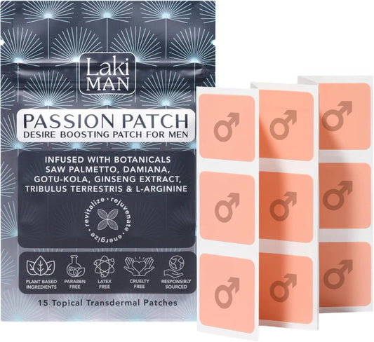 Laki Naturals Passion Patch for Men (Pack of 15) – Supports Circulation, Vitality, Vigour and Energy with Natural Ingredients – Non-Habit Forming, Time-Released Men’s Health Wellness Patches