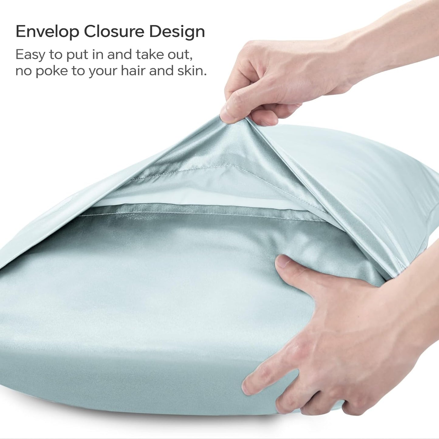 BEDELITE Satin Body Pillow Cover, Super Soft and Cooling Body Pillow Pillowcase for Hair and Skin, Breathable Silky Full Long Pillowcase Cover(20"x54", Stone Blue)