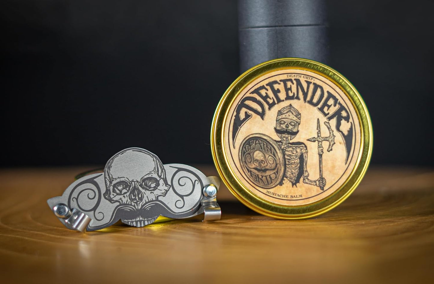 Defender Mustache Balm and Defender Mustache Guard Set | 2oz Mustache Balm & Mustache Drinking Protector | Free Drinking Mustache Protector Used On Coffee Cups | Beer Pint Glasses | Wine Glasses