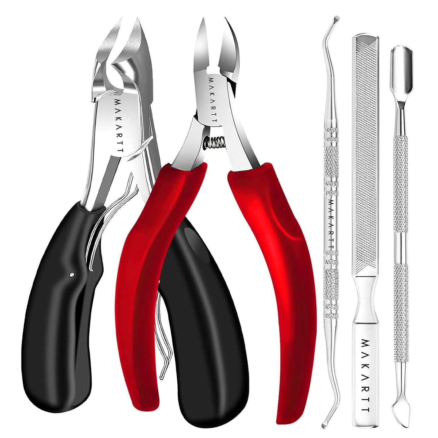 Makartt Toenail Clippers, 5-in-1 Stainless Steel Nail Clipper Set for Thick or Ingrown Toenails, Professional Removal Kit for Men, Women & Seniors