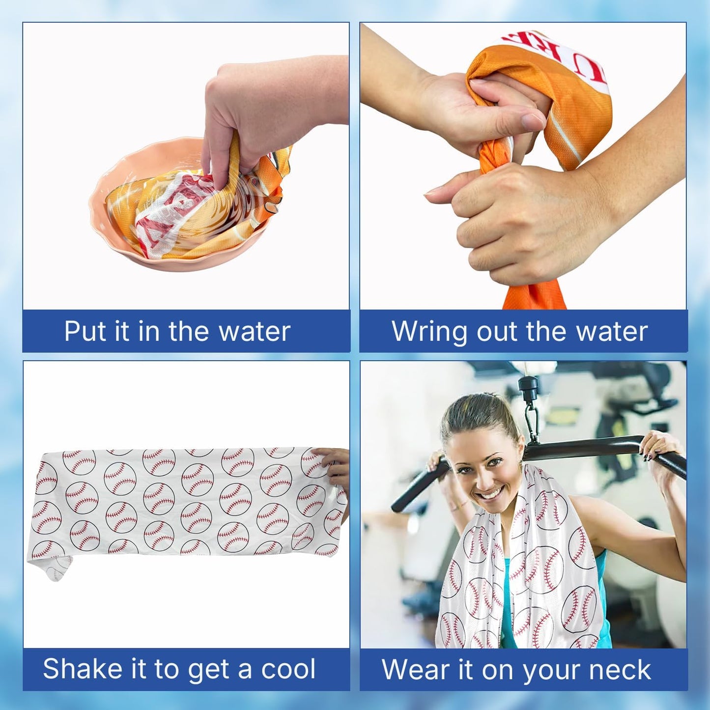 OPSO Softball Cooling Towel Set, 40 x 12 inches, 12 Pack, Microfiber Sports Towels for Baseball, Soccer, Golf LCE Towel Microfiber Sports Towels for Player (Softball 2)