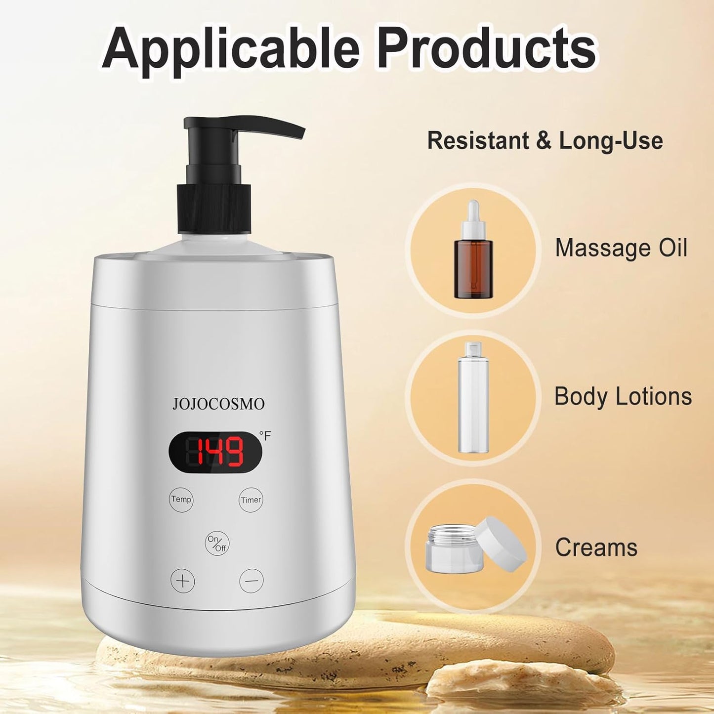 Massage Oil Warmer Heater with Two Bottles Dispenser, Digital Lotion Warmer, Oil Warmer Dispenser, Automatic Massage Oil Heater for SPA, Salon, Home (silver)